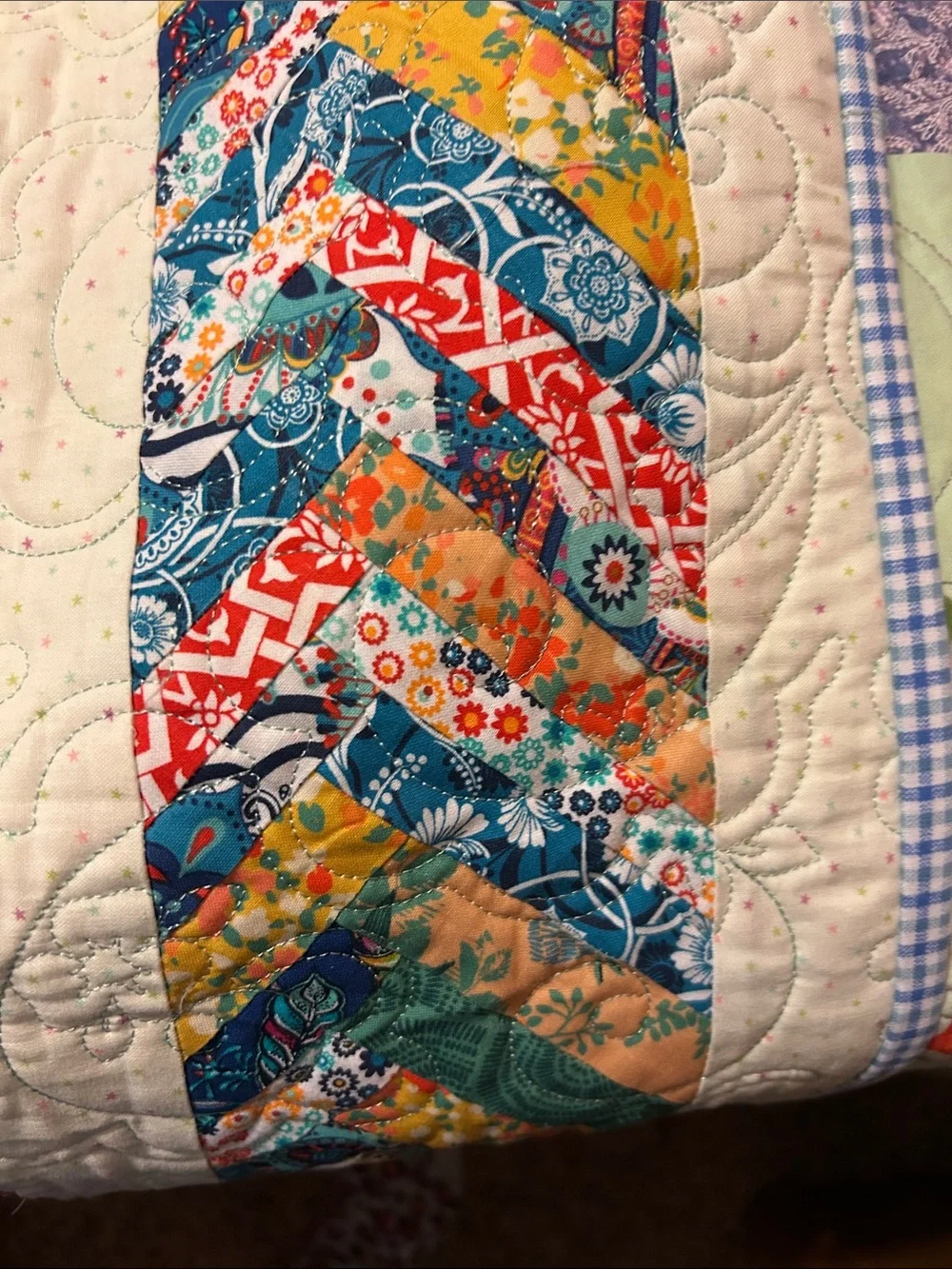 ONE OF A KIND - HANDCRAFTED  Multicolor w/braided borders